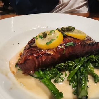 California Pizza Kitchen - Cedar plank salmon with broccolini - Pizza Near Me - Studio City, California
