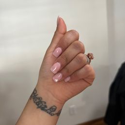 Simple dip powder shaping and color are perfect