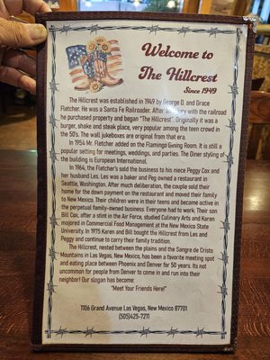 Menu photo 3 Hillcrest Restaurant Las Vegas, NM