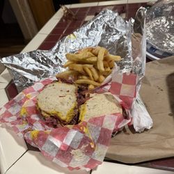 Kutie’s Kornbeef & Koolaid - This is what I got corn, beef sandwich, and cold french fries