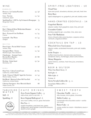 Menu photo 1 Wave Lakeside Dining Lakeside Marblehead, OH