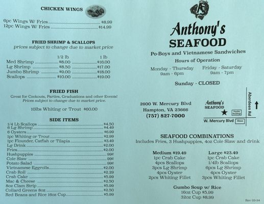 Menu photo 5 Anthony's Seafood Hampton, VA