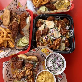 Dave's Hot Chicken - Full Spread - Chicken Shop Near Me - Sandy Springs, Georgia