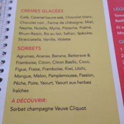 Glaces Geronimi - La carte des crèmes glacées
