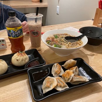 Steamboys - Pan seared Boa Buns and Dumplings with Seafood Soup with a Steam-boys Tea. - Chinese Near Me - Hermitage, Tennessee