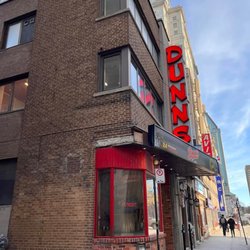Outside of Dunn's restaurant in Montreal, Canada.