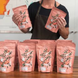Kaffina Coffee - featuring two types of pour over beans on bar each week