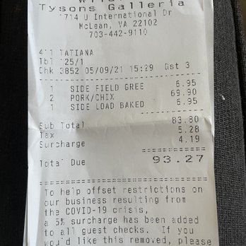 Wildfire - Receipt - Steakhouses Near Me - McLean, Virginia Wildfire - Receipt - Steakhouses Near Me - McLean, Virginia