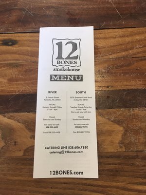 Menu photo 8 12 Bones Smokehouse RIVER Asheville, NC