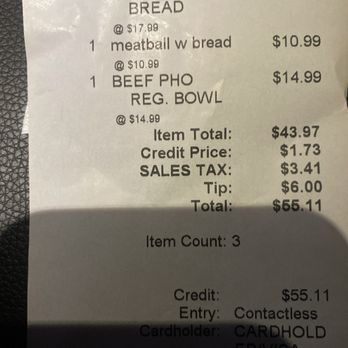 LaSam Pho - Receipt - Noodles Near Me - Citrus Heights, California LaSam Pho - Receipt - Noodles Near Me - Citrus Heights, California