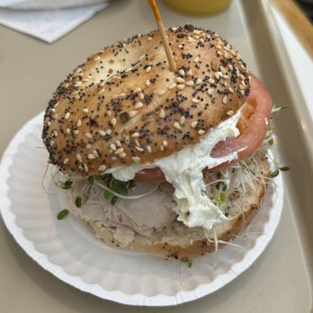Bodo's Bagels - a bagel sandwich on a paper plate - Bagels Near Me - Charlottesville, Virginia