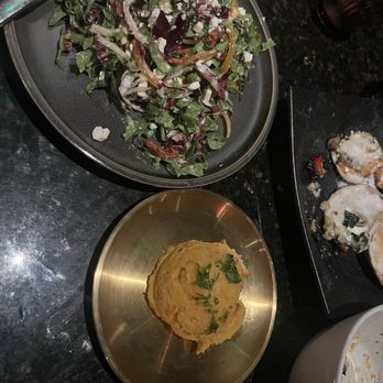 Honey and Hooch - Salad and mashed potatoes with red peppers - Bars Near Me - Chesapeake, Virginia Honey and Hooch - Salad and mashed potatoes with red peppers - Bars Near Me - Chesapeake, Virginia