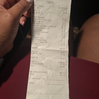 Kiss - Paid $769.50 for $319.05 worth of food. Cassie tipped herself or STOLE $320+ Her tip was larger than the total - New American Near Me - Houston, Texas