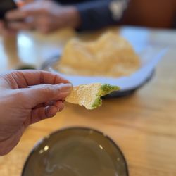 Papad with mint chutney