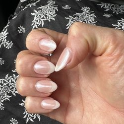 City Nails & Spa - French with glazed donut chrome on top.