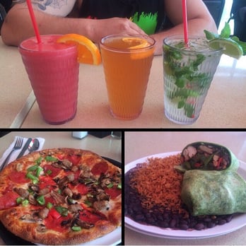 Sidewalk Cafe - Smoothie, bluemoon, mojito.. personal pizza, fajitas wrap w/ rice & beans.. It was good. - Tacos Near Me - Venice, California