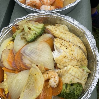 Main St. Fish & Chip - Steamed Tilapia (2), Shrimps (5) and vegetables - Fish & Chips Near Me - Hempstead, New York