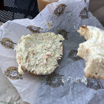 Terra Bagels - Salt bagel with veggie cream cheese - Bagels Near Me - Grand Rapids, Michigan Terra Bagels - Salt bagel with veggie cream cheese - Bagels Near Me - Grand Rapids, Michigan