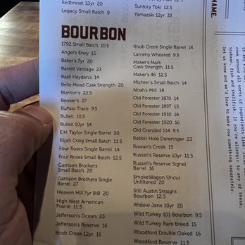 Whiskey Cake - Bourbon list. Great prices! - New American Near Me - Plano, Texas Whiskey Cake - Bourbon list. Great prices! - New American Near Me - Plano, Texas