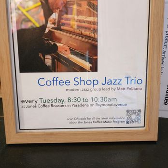 Jones Coffee Roasters - Jazz Trio performing every Tuesday morning - Coffee Roasteries Near Me - Pasadena, California