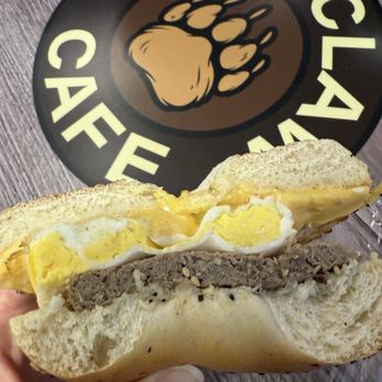 Bear Claw Cafe - Breakfast bagel - turkey sausage, egg and cheese. - Cafes Near Me - Niagara Falls, New York Bear Claw Cafe - Breakfast bagel - turkey sausage, egg and cheese. - Cafes Near Me - Niagara Falls, New York