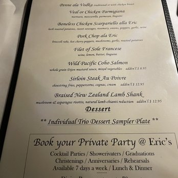 Eric's Italian Bistro - Menu - Italian Near Me - Mineola, New York