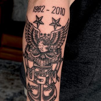 Generation One Tattoo - Personal commemoration of a successful 28-year naval career QMCM - Tattoo Near Me - Plymouth, Massachusetts