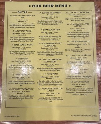 Menu photo 1 Southernmost Pint Brewpub Key West, FL