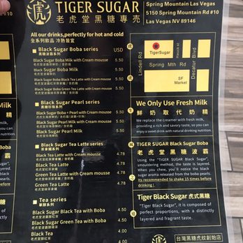 Tiger Sugar - Menu 3/7/2020 - Coffee & Tea Near Me - Las Vegas, Nevada