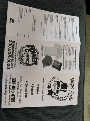 Menu photo 1 Magic Subs and Gyros Barberton, OH
