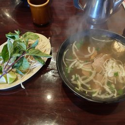 Pho Dac Biet (combo) with plenty of fresh garnishes Pho Dac Biet (combo) with plenty of fresh garnishes