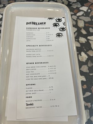 Menu photo 1 Daydreamer Coffee Austin, TX