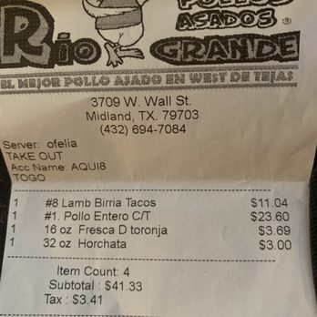 Pollos Asados Rio Grande - My order - Mexican Near Me - Midland, Texas