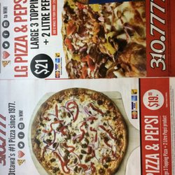 Gabriel Pizza - Menu price before and after.