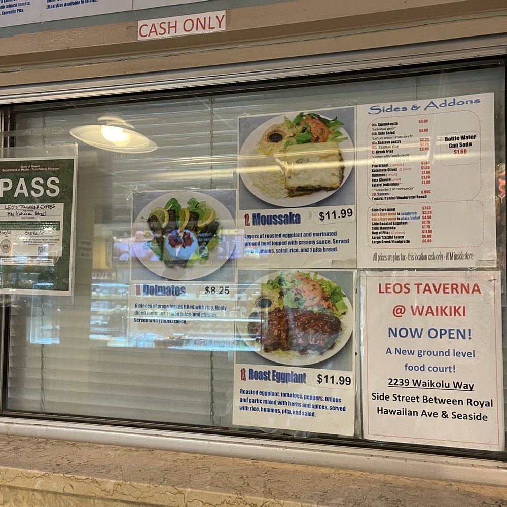 Leo's Taverna Express - a menu for the restaurant - Greek Near Me - Honolulu, Hawaii