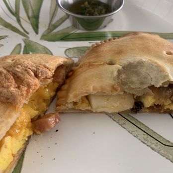 Best Artisan Empanadas - Ham & eggs, chorizo con papas with Chimichurri - Coffee & Tea Near Me - Campbell, California
