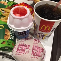 McDonald's - Burger mcdo, cotton candy mcflurry and coke.