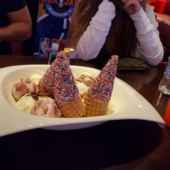RedTail - $90 dollar sundae. Cake and brownies on the bottom. fresh strawberries in ice cream. Cones were tasty.. Delicious - Sports Bars Near Me - Las Vegas, Nevada