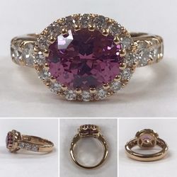 Atlantic Gems - Mahenge Purple Garnet & Diamonds in a custom 14K Rose Gold Ring.