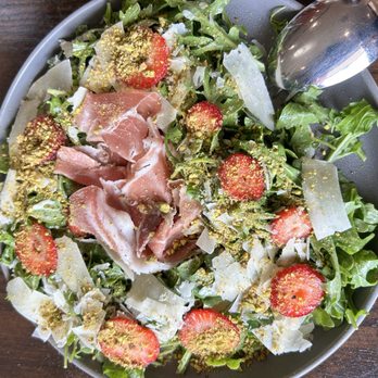Gusto Handcrafted Pasta & Pizza - Strawberry Prosciutto Salad (seasonal) - Pasta Shops Near Me - Seaside, California Gusto Handcrafted Pasta & Pizza - Strawberry Prosciutto Salad (seasonal) - Pasta Shops Near Me - Seaside, California