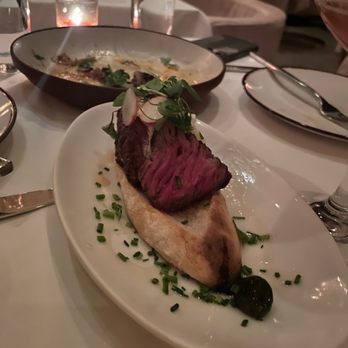 Yvonne's - Bavette Steak "Mirabeau" Plate - New American Near Me - Boston, Massachusetts Yvonne's - Bavette Steak "Mirabeau" Plate - New American Near Me - Boston, Massachusetts