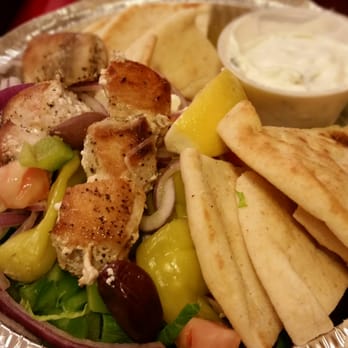 Lefteris Gyro  II - Swordfish kabob open sandwich $12.95 - Greek Near Me - Mount Kisco, New York