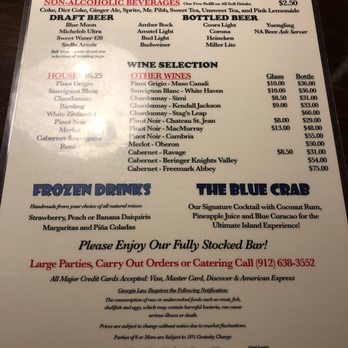 Crab Trap - Crab Trap drink menu - Seafood Near Me - St. Simons, Georgia