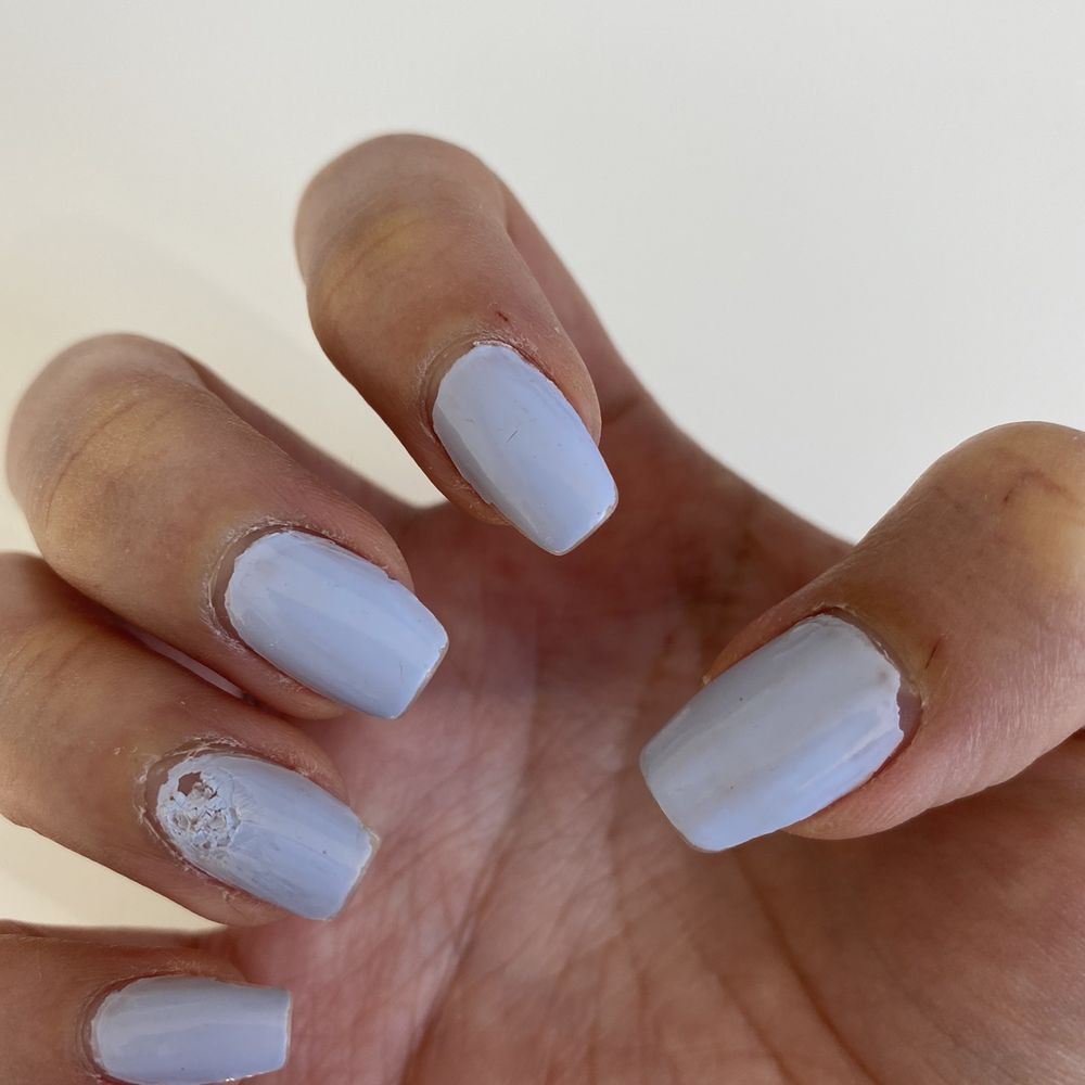 Leann's Nails - Day three of regular polish; all three stones fell off; streaky - Nail Salons Near Me - Alameda, California