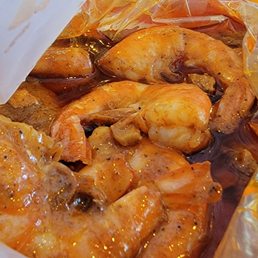 Head-off shrimp with Yummy Bicol Express sauce. Spicy, with coconut milk, garlic, and ginger. Head-off shrimp with Yummy Bicol Express sauce. Spicy, with coconut milk, garlic, and ginger.