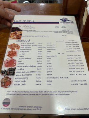 Menu photo 1 La Trastienda Seville, SE