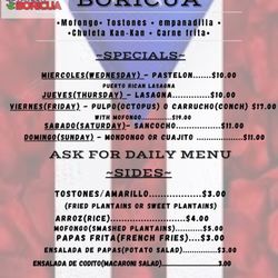El Rincón Latino Restaurant - Here is the new menu!