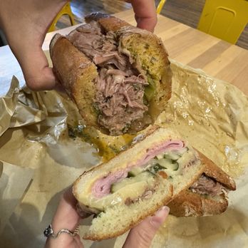 Salumi - Porchetta (top) and cubano (bottom) - Italian Near Me - Seattle, Washington Salumi - Porchetta (top) and cubano (bottom) - Italian Near Me - Seattle, Washington