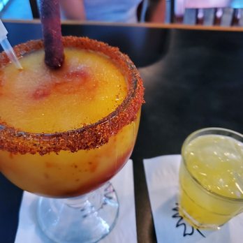 Wing Daddy's Sauce House - L. Mango Chamoy Margarita, R. Double Tito's and Pineapple!! - American Near Me - San Antonio, Texas