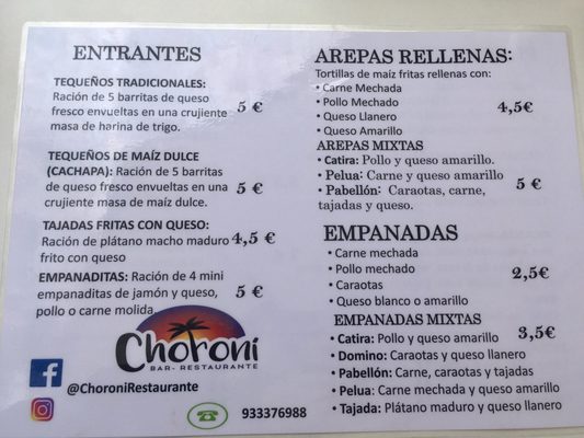 Menu photo 2 Choroni L'Hospitalet de Llobregat, B Menu photo 2 Choroni L'Hospitalet de Llobregat, B